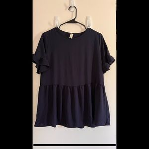 Navy loose peplum top